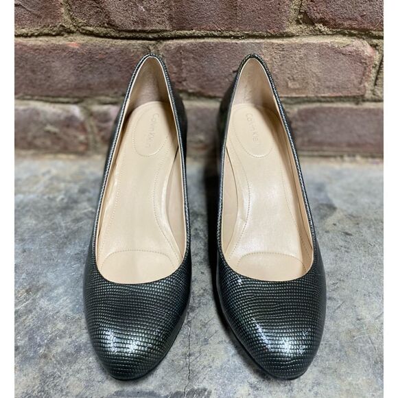 Calvin Klein Renni Olive Patent Leather Metallic Snakeskin Block Heel Si… - Picture 4 of 8